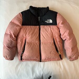 The North Face Pink and Black Kids' Nuptse Jacket